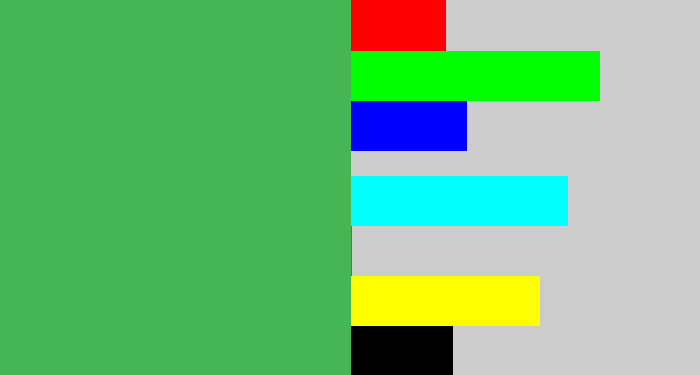 Hex color #45b653 - medium green