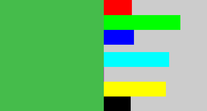 Hex color #45bc4b - medium green