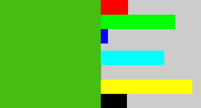 Hex color #45bd11 - frog green