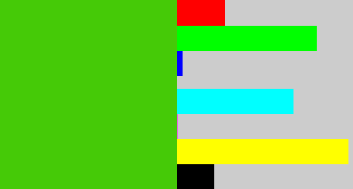 Hex color #45ca07 - frog green