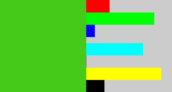Hex color #45ca1a - frog green