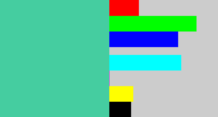 Hex color #45cda0 - greeny blue