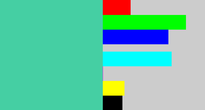 Hex color #45cfa3 - greeny blue