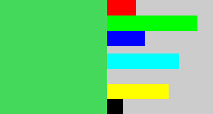 Hex color #45d95c - lightish green
