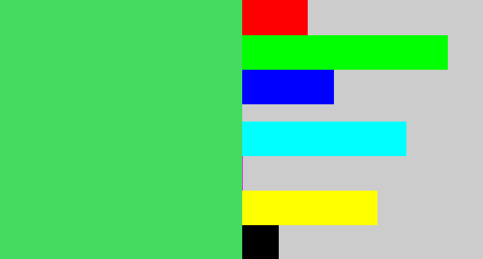 Hex color #45da60 - lightish green