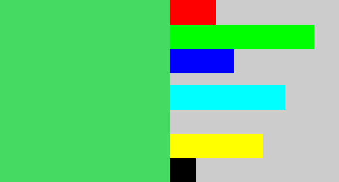 Hex color #45da62 - lightish green