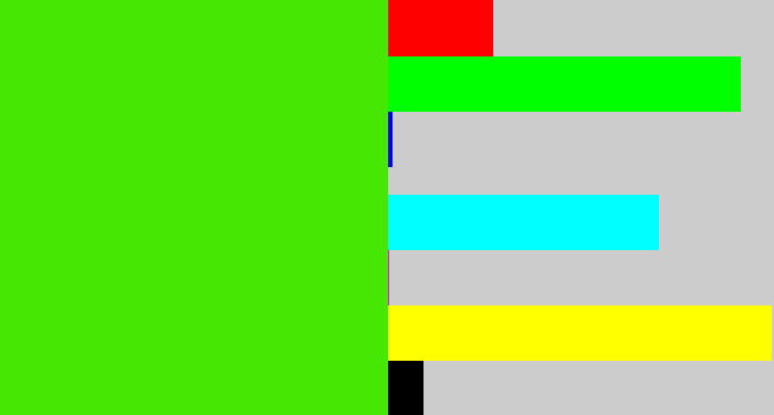 Hex color #45e703 - vivid green