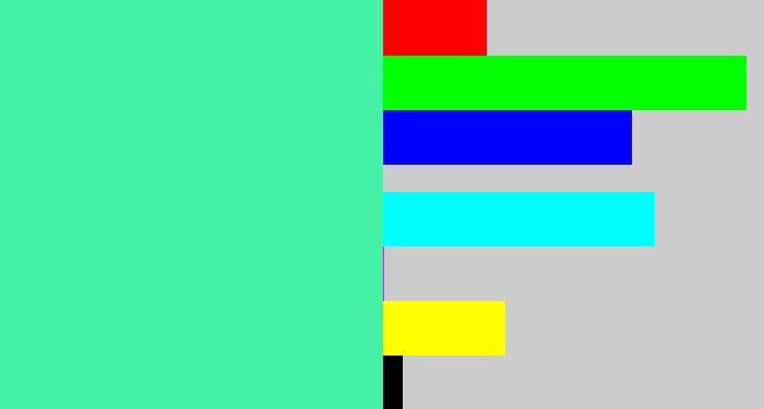 Hex color #45f2a5 - sea green