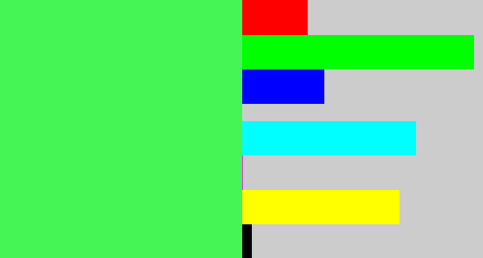 Hex color #45f556 - light neon green