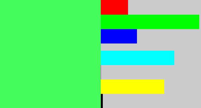 Hex color #45fb5c - light neon green