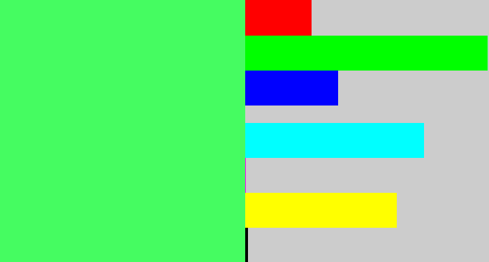 Hex color #45fc61 - light bright green