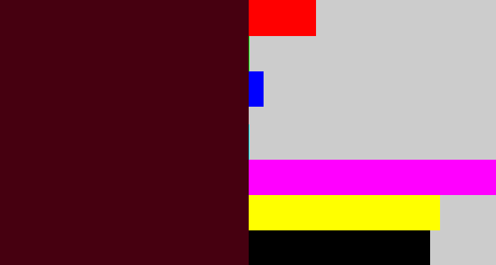 Hex color #460010 - dark maroon