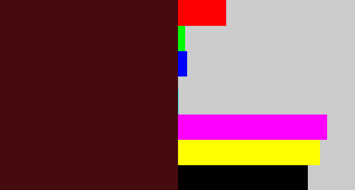 Hex color #460b0e - dark maroon