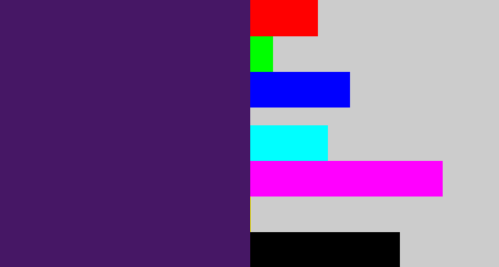 Hex color #461765 - royal purple
