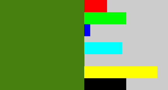 Hex color #468011 - dark grass green