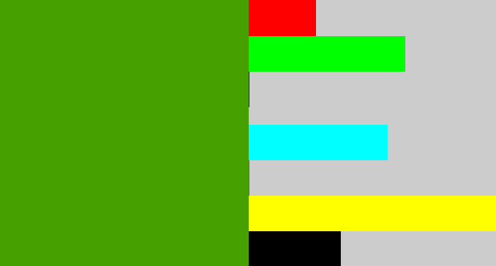 Hex color #46a000 - grassy green