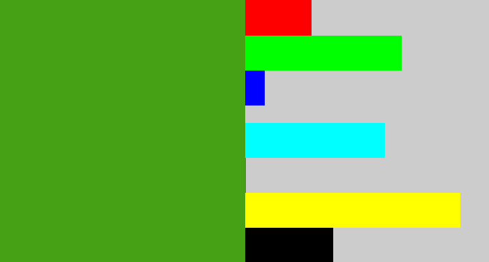 Hex color #46a214 - lawn green