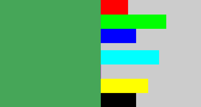 Hex color #46a658 - greenish