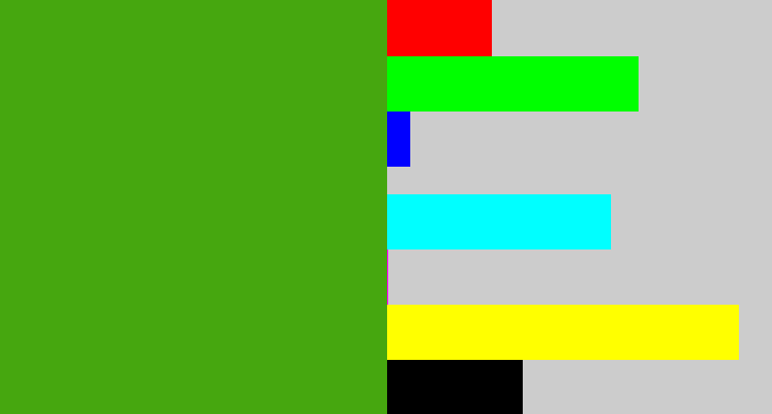 Hex color #46a70f - lawn green