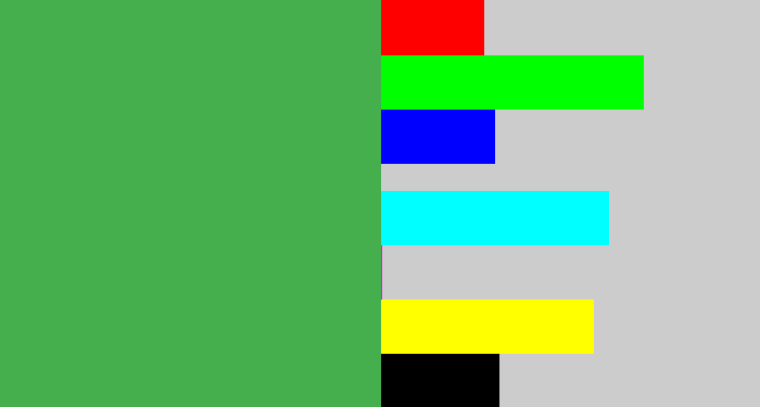 Hex color #46af4d - medium green
