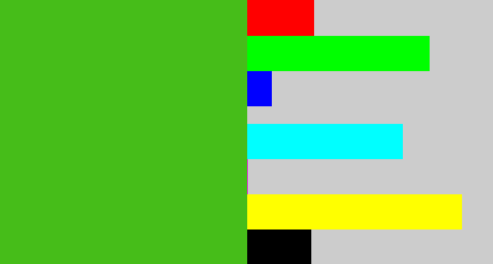 Hex color #46bd19 - frog green