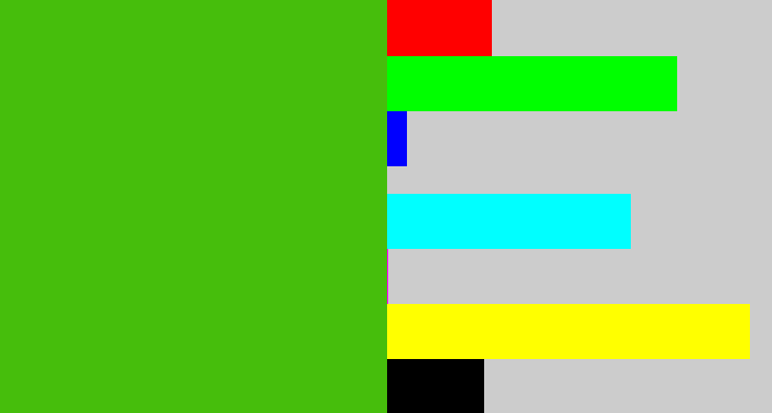 Hex color #46be0c - frog green