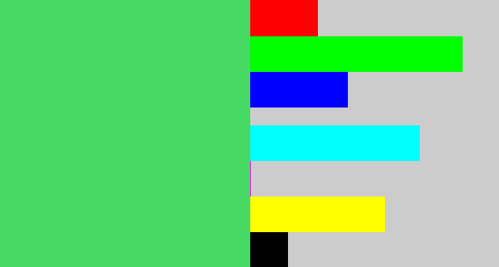 Hex color #46d964 - lightish green