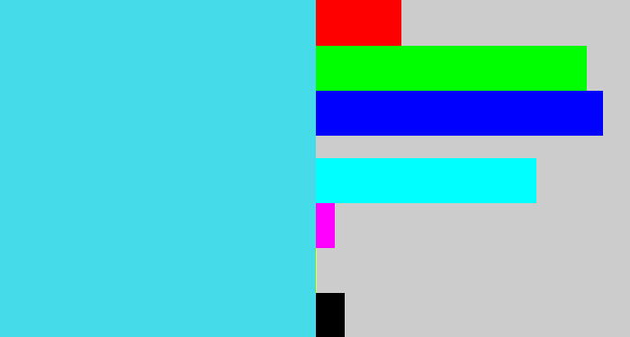 Hex color #46dbe8 - bright cyan