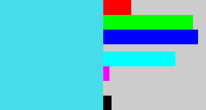 Hex color #46ddea - bright cyan