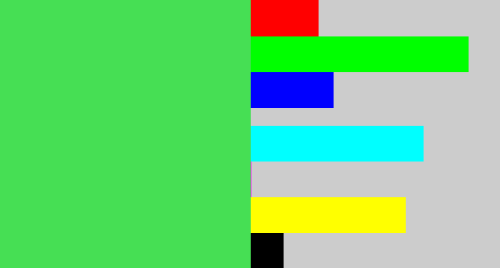 Hex color #46df54 - lightish green