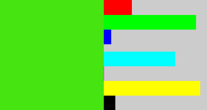 Hex color #46e411 - vivid green