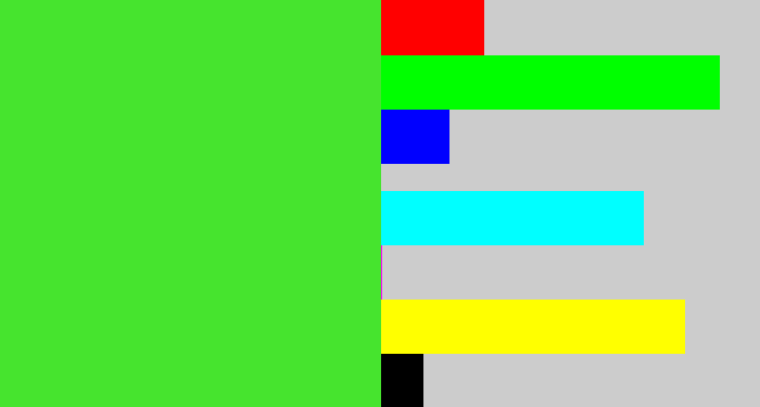 Hex color #46e42e - toxic green