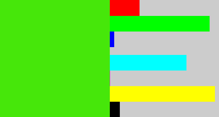 Hex color #46e70a - poison green