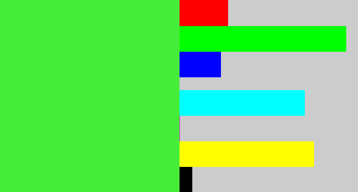 Hex color #46ec3a - light neon green