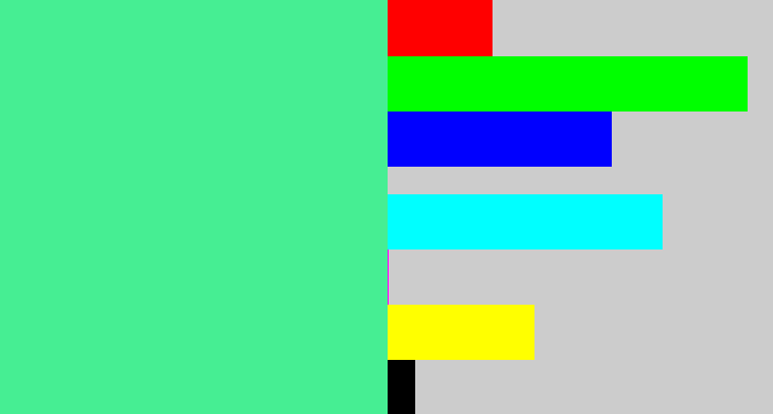 Hex color #46ee93 - sea green