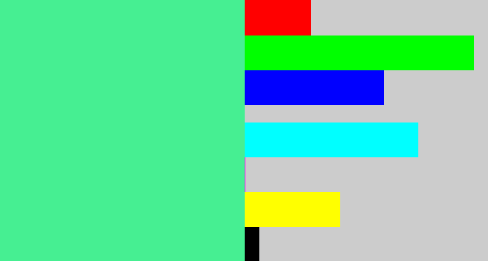 Hex color #46ef92 - sea green