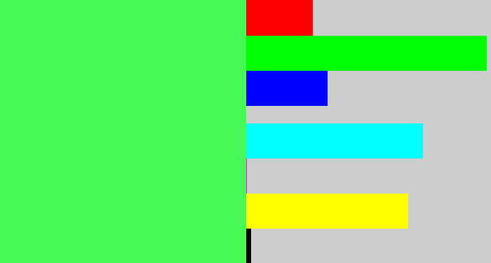 Hex color #46f954 - light neon green