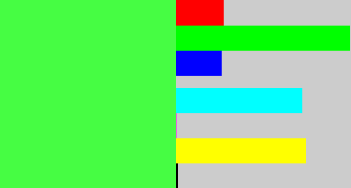 Hex color #46fd43 - light neon green