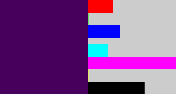 Hex color #47005b - plum purple