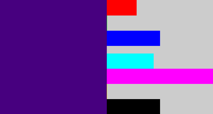 Hex color #47007f - indigo