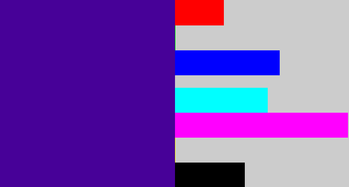 Hex color #470198 - indigo
