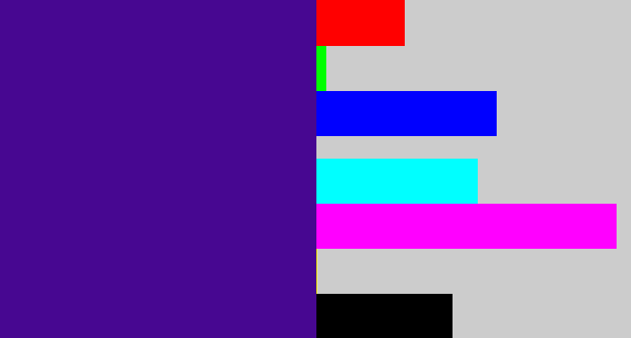 Hex color #470791 - indigo