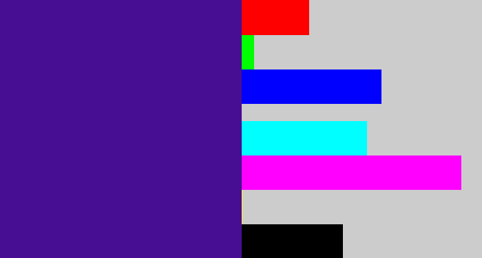 Hex color #470d93 - indigo