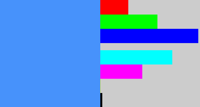 Hex color #4792fb - dodger blue