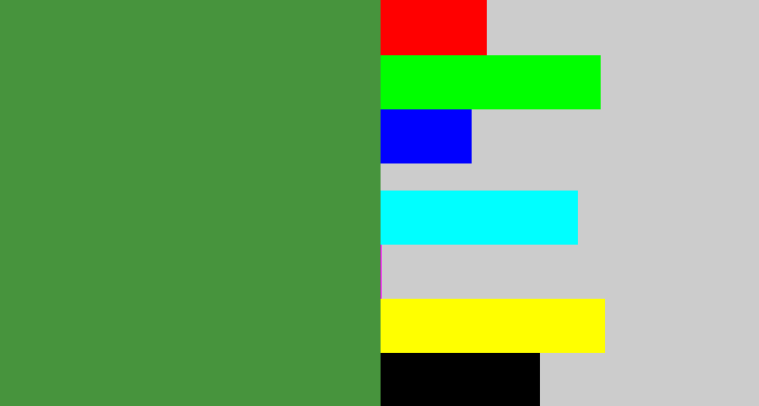 Hex color #47943d - fern green