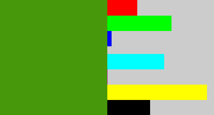 Hex color #47980b - grass green