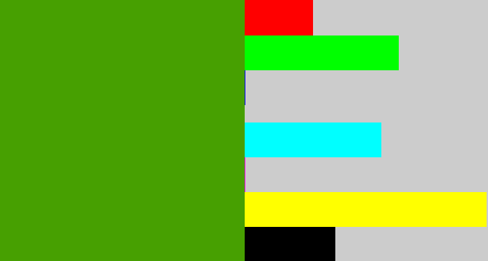 Hex color #47a001 - grassy green