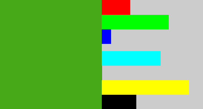 Hex color #47a818 - lawn green