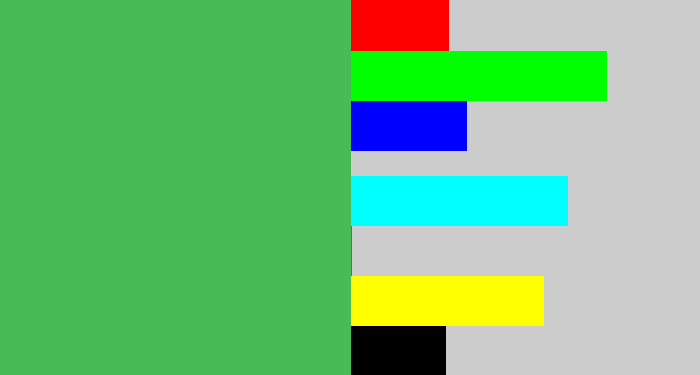 Hex color #47bb54 - dark pastel green