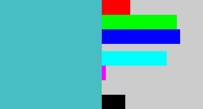 Hex color #47bdc4 - tealish